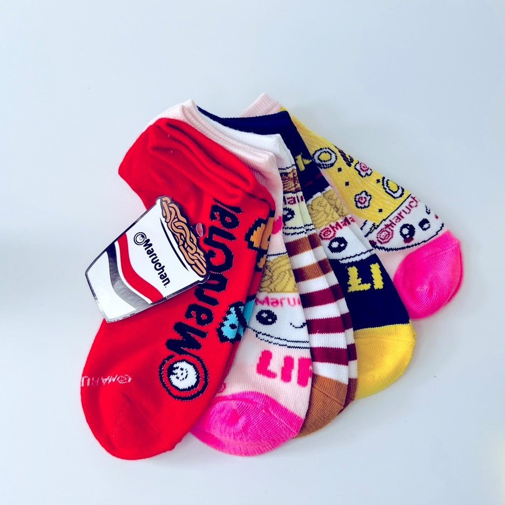 MARUCHAN Ramen 5 Pair Pack No-Show Socks NWT